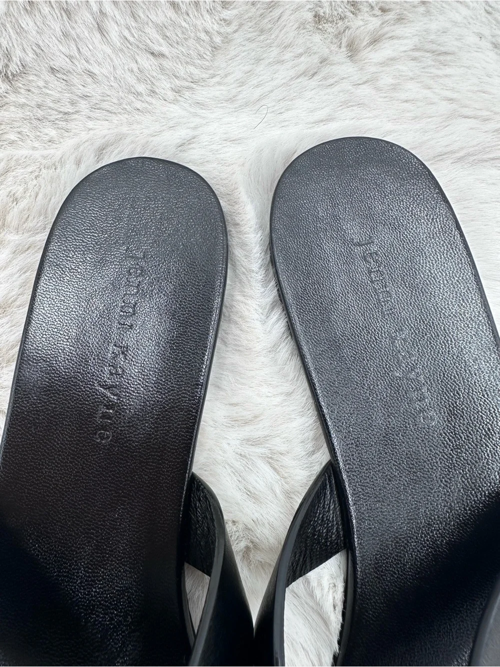 Jenni Kayne The Leather Strap Sandals Toe Post Flats Black Women's 39 US 9